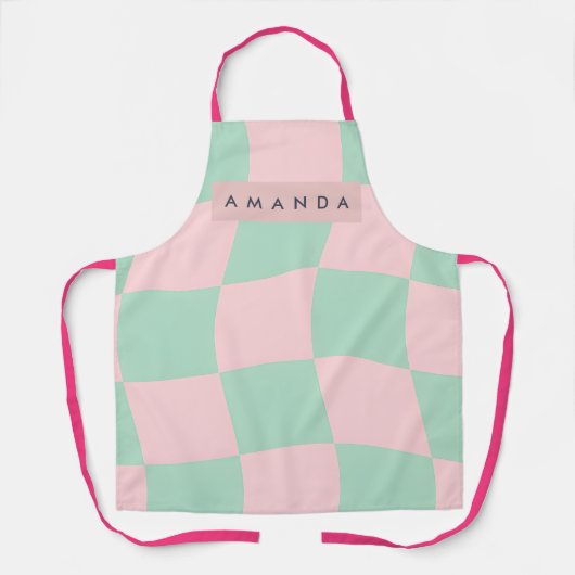 Personalized Mint Green and Blush Pink Checkered Schürze (Vorderseite)