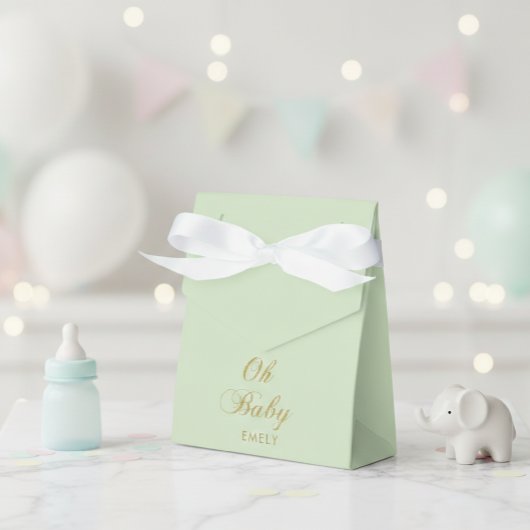 Personalized Mint Green Favor Box with Gold Script Geschenkschachtel