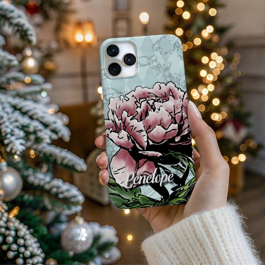 Personalized Mixed Media Peony - Phone Case iPhone Hülle