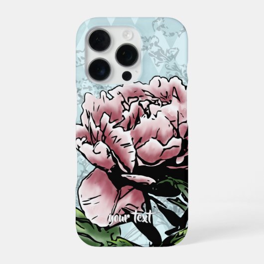 Personalized Mixed Media Peony - Phone Case iPhone Hülle (Rückseite)