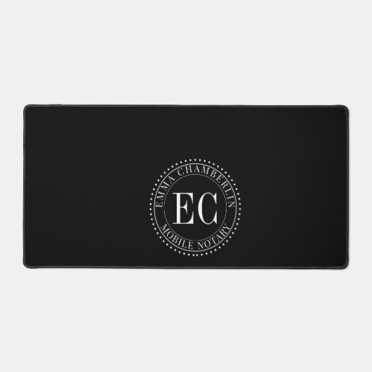 Personalized Mobile Notary Public Seal Logo Black Schreibtischunterlage (Vorderseite)