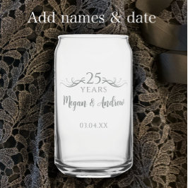 Personalized Modern 25th Wedding Anniversary Gift Dosenglas