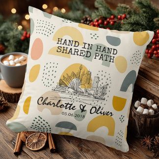 Personalized Modern Abstract Skyline Couple Pillow Kissen