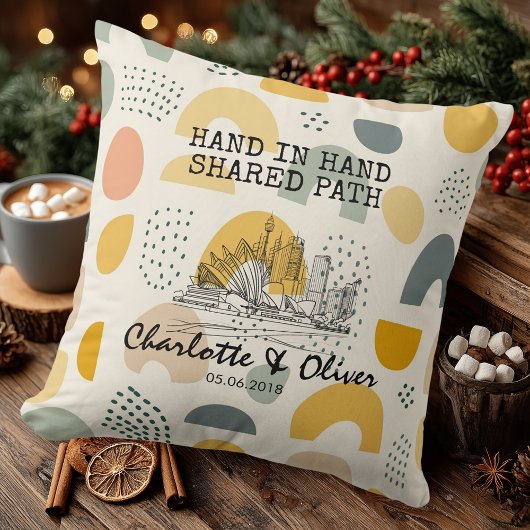 Personalized Modern Abstract Skyline Couple Pillow Kissen