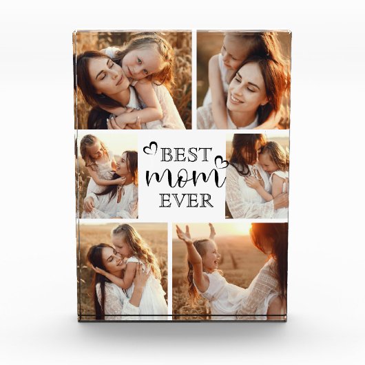 Personalized Modern Best Mom Ever Photo Collage Fotoblock (Vorderseite)