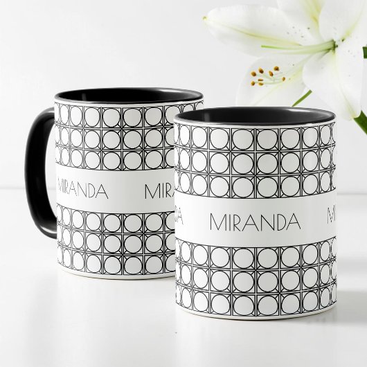 Personalized Modern Black and White Rattan Pattern Verwandlungstasse
