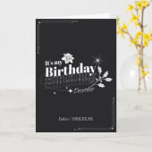 Personalized Modern Black Floral December Birthday Karte (Gelbe Blume)