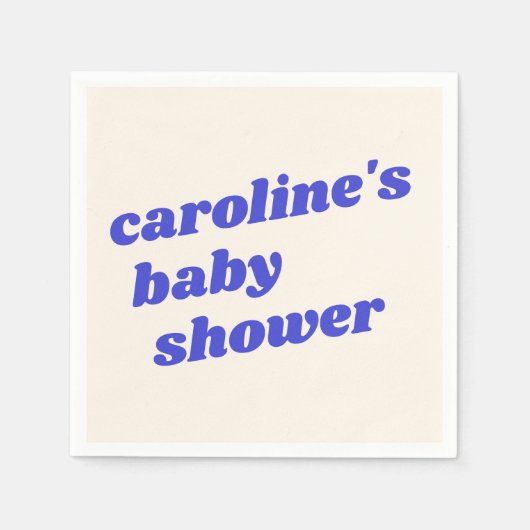 Personalized Modern Blue Retro Baby Boy Shower  Serviette (Vorderseite)