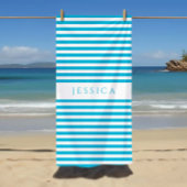 Personalized Modern Blue Striped Pattern Strandtuch