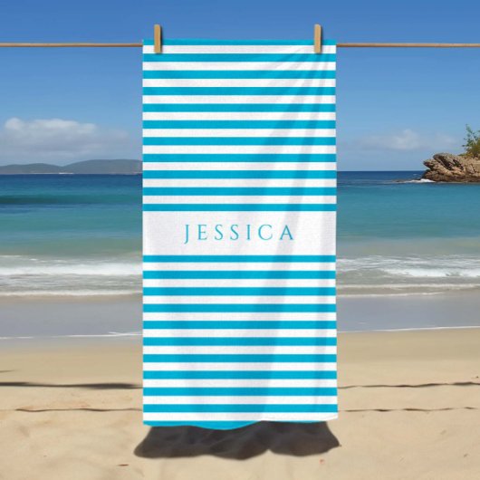 Personalized Modern Blue Striped Pattern Strandtuch