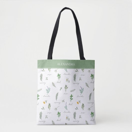 Personalized Modern Botanical Tote Bag Tasche (Vorderseite)