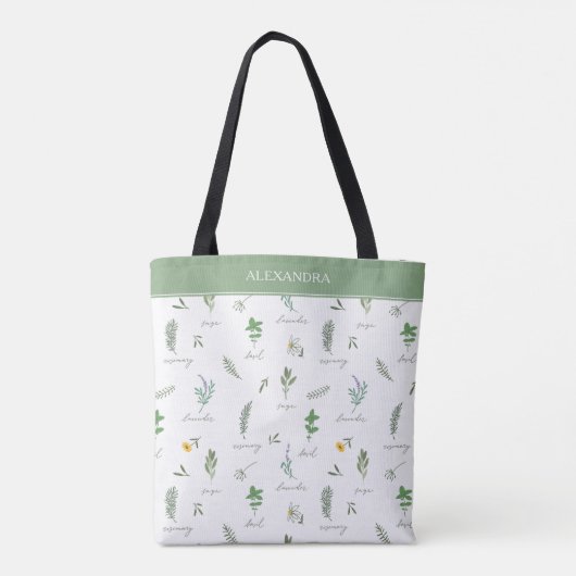 Personalized Modern Botanical Tote Bag Tasche (Rückseite)