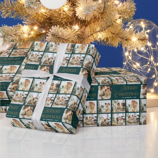 Personalized Modern Calligraphy Christmas Photo Geschenkpapier (Feiertage)