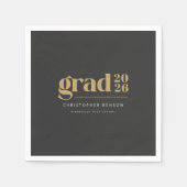 Personalized Modern Charcoal Gold 2026 Graduation Serviette (Vorderseite)