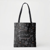 Personalized Modern Coffee Pattern Black Tasche (Vorderseite)