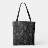 Personalized Modern Coffee Pattern Black Tasche (Rückseite)