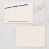 Personalized Modern Cute Blue Baby Shower Mom Hinweiskarte (Vorne/Hinten)