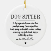 Personalized Modern Dog Sitter Pet Sitter Funny Keramik Ornament (Hinten)
