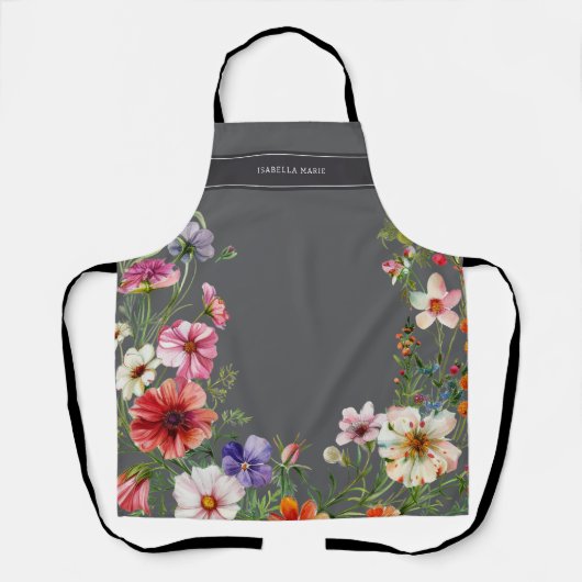 Personalized Modern Elegant Floral Schürze (Vorderseite)