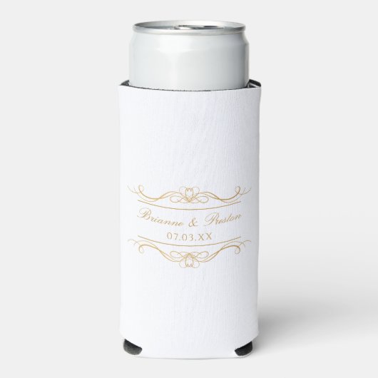 Personalized Modern Elegant Gold Swirl Monogram Selters Dosenkühler (Seltzer Vorderseite)