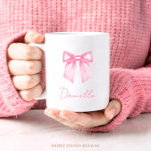Personalized Modern Elegant Pink Bow Name Mug Kaffeetasse