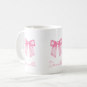 Personalized Modern Elegant Pink Bow Name Mug Kaffeetasse (Vorderseite Links)