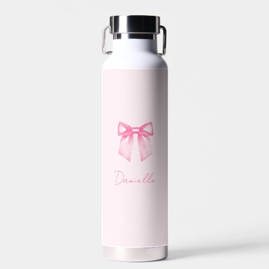 Personalized Modern Elegant Pink Bow Name Trinkflasche (Vorne)