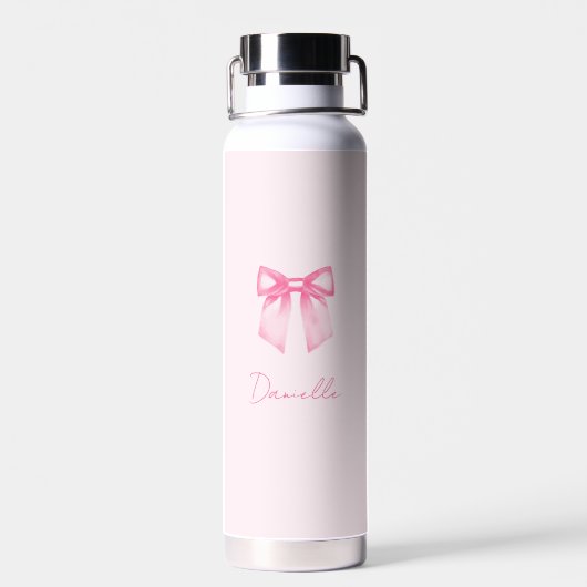Personalized Modern Elegant Pink Bow Name Trinkflasche (Rückseite)