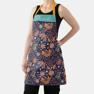 Personalized Modern Floral Apron Schürze