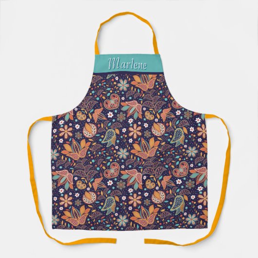Personalized Modern Floral Apron Schürze (Vorderseite)