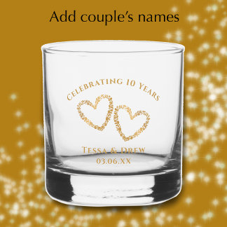 Personalized Modern Gold 10th Wedding Anniversary Whiskyglas