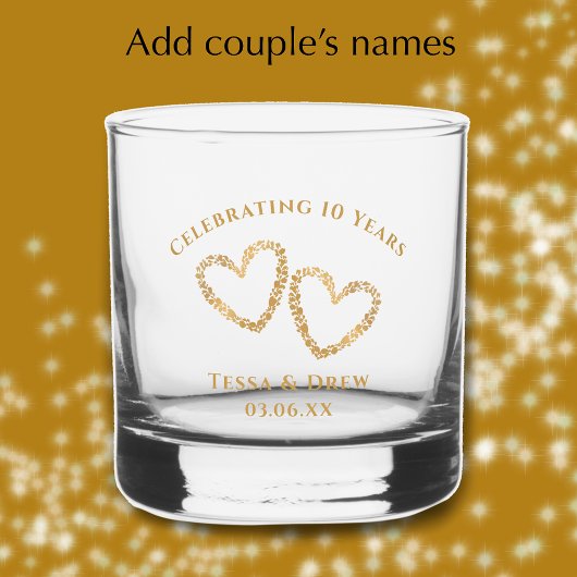 Personalized Modern Gold 10th Wedding Anniversary Whiskyglas