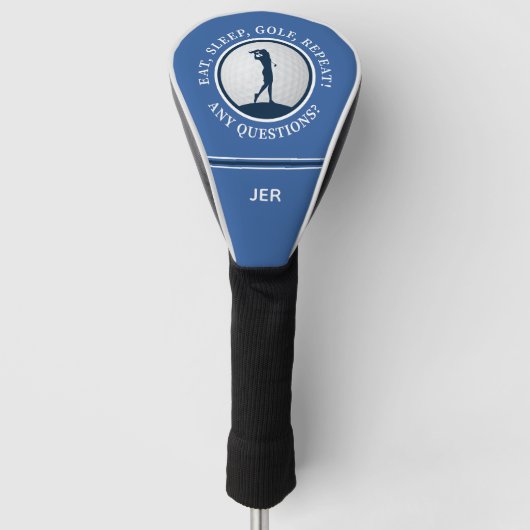 Personalized Modern Golf Saying Monogrammed Blue Golf Headcover (Vorderseite)