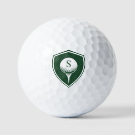 Personalized Modern Golfer Green Initial Monogram Golfball