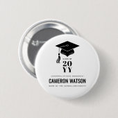 Personalized Modern Hat and Tassel Graduation Button (Vorne & Hinten)