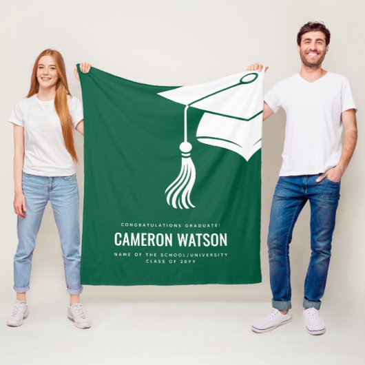 Personalized Modern Hat and Tassel Graduation Fleecedecke (Beispiel)