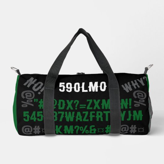 Personalized modern letters Black Green Trendy Duffle Bag (Vorderseite)