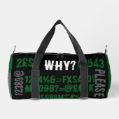Personalized modern letters Black Green Trendy Duffle Bag (Rückseite)