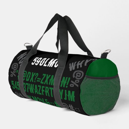 Personalized modern letters Black Green Trendy Duffle Bag (Rechte Ecke)