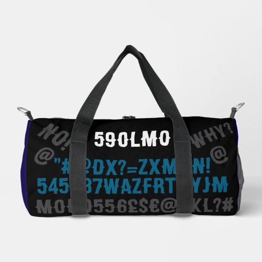 Personalized modern letters Blue black grey Duffle Bag (Vorderseite)