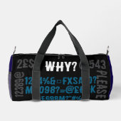 Personalized modern letters Blue black grey Duffle Bag (Rückseite)