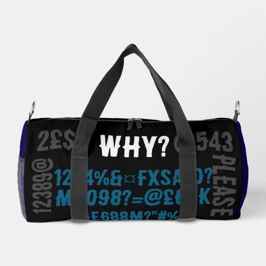 Personalized modern letters Blue black grey Duffle Bag (Rückseite)