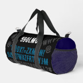 Personalized modern letters Blue black grey Duffle Bag (Rechte Ecke)