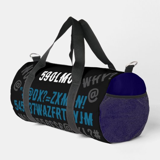 Personalized modern letters Blue black grey Duffle Bag (Rechte Ecke)