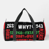 Personalized modern letters Red Black Green Teens Duffle Bag (Rückseite)