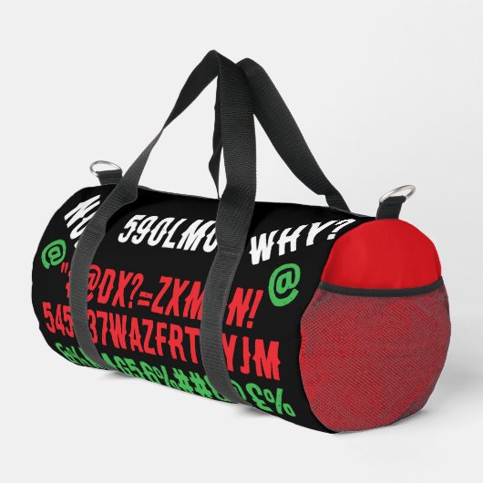 Personalized modern letters Red Black Green Teens Duffle Bag (Rechte Ecke)