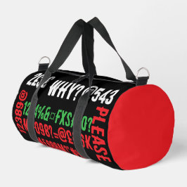 Personalized modern letters Red Black Green Teens Duffle Bag
