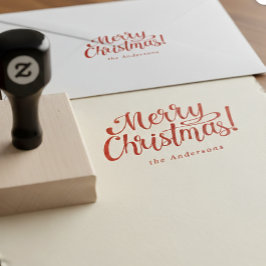 Personalized Modern Merry Christmas Family Stamp Gummistempel