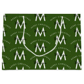 Personalized Modern Merry Christmas Green Monogram Große Geschenktüte (Vorderseite)