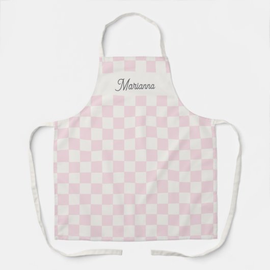 Personalized Modern Pink Checkered Pattern Schürze (Vorderseite)